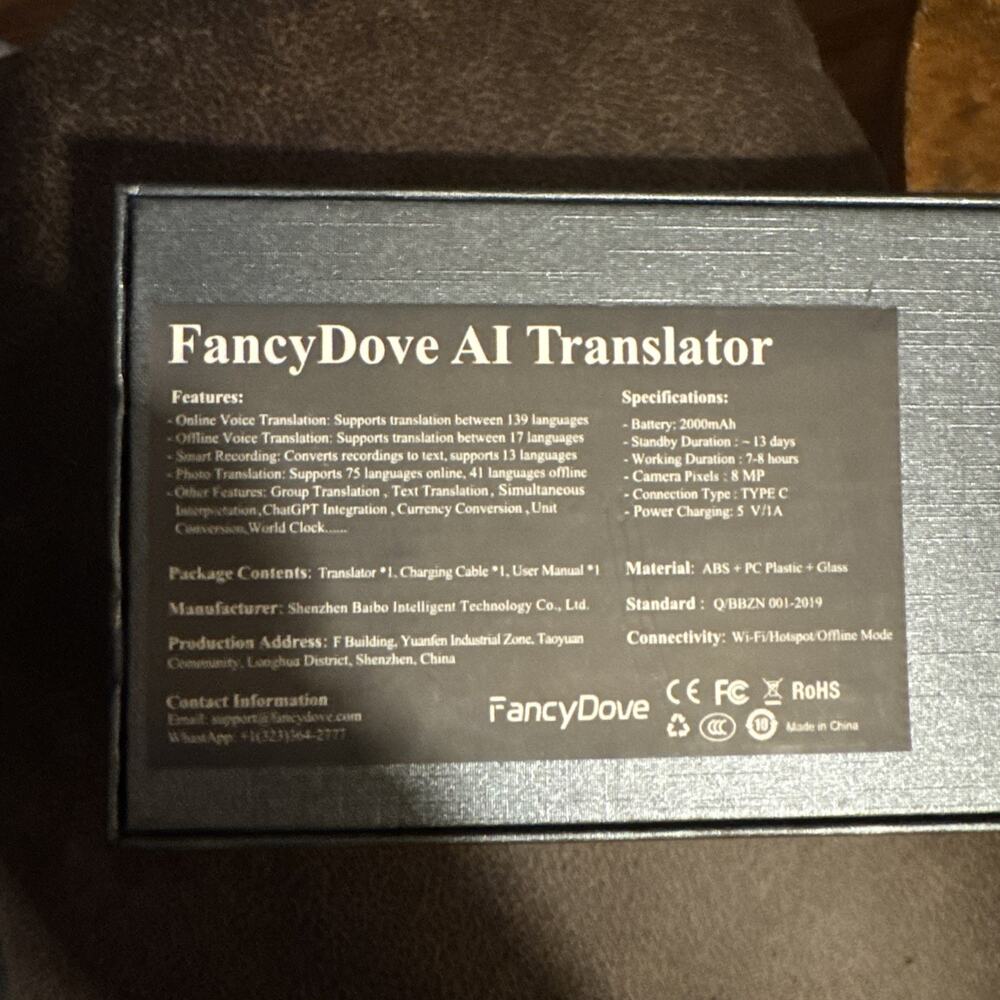 FancyDove Language Translator Device, Real-Time, Ai Translator 149 LANGUAGES!